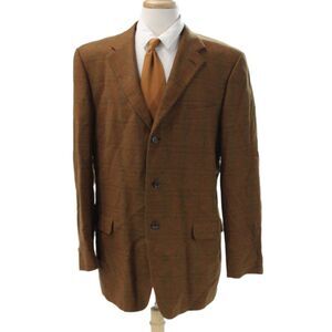 Ermenegildo Zegna Mens Blazer Brown Plaid Wool Size 56